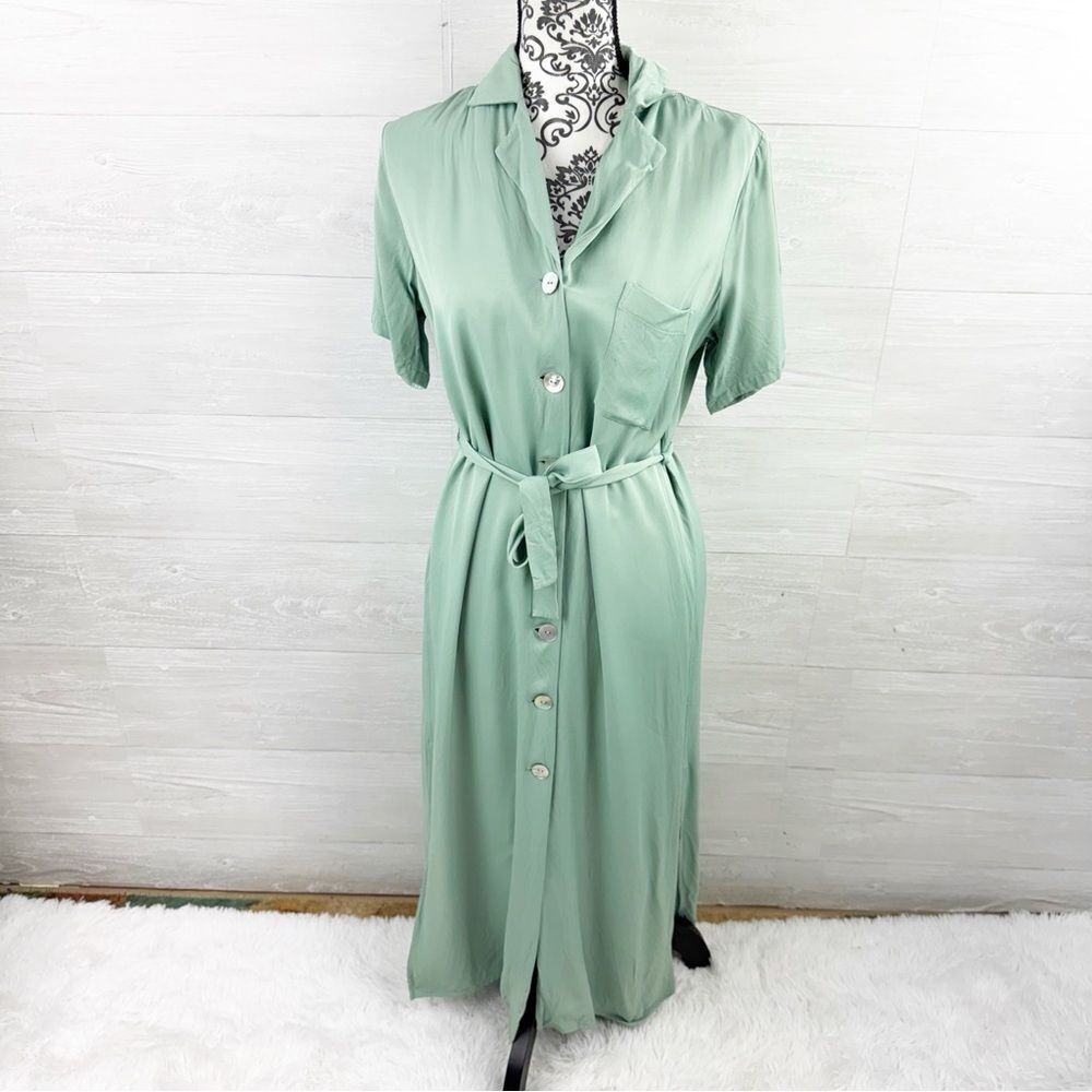 & Other Stories Satin Shirt Button Down Midi Dress